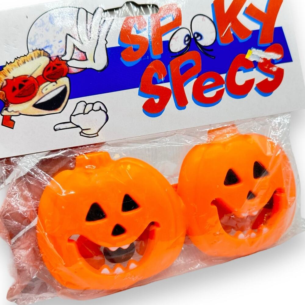Spooky Specs Vintage Halloween Plastic Glasses Pumpkin Jack-O-Lantern Blow Mold